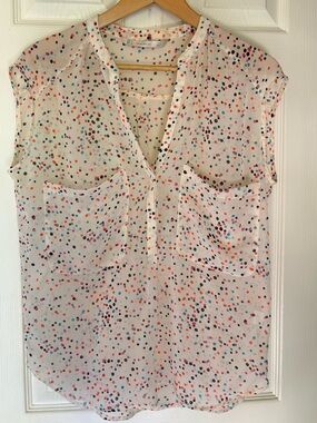 Zara White Multicolor Polka Dot Sleeveless Blouse women’s small